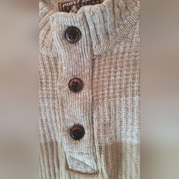 point zero black label collection taupe /tan long sleeve knit sweater large - Picture 5 of 10